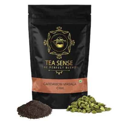TEA SENSE | Tea Sense Cardamom Masala Chai | 200g Loose Tea | Aromatic Kadak Blend | Real Elaichi | 80+ Cups